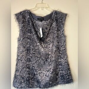Banana Republic Animal Print Fuzzy Sleeveless Blouse Shirt Women’s Medium NWT